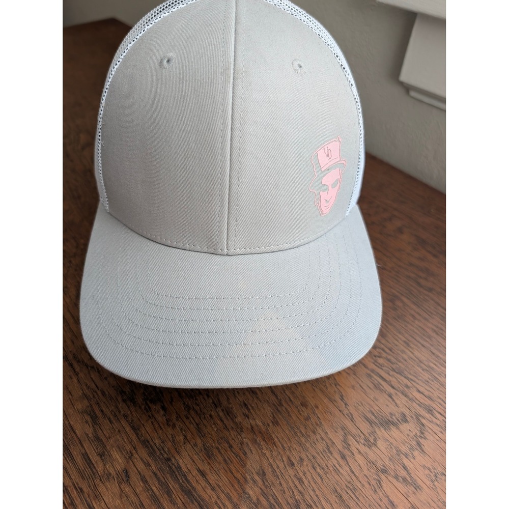 Voodoo Doughnut Baron Cap Light Grey White Pink Trucker Hat Snapback VD21A-H112